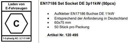 KEBA - Label Set EN17186 Socket DE 11kW (50pcs)