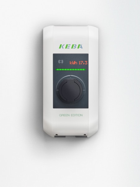 KEBA - P30c Wallbox, 22kW-3phase, socket, RFID, MessEV  - GREEN EDITION