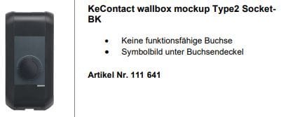 KEBA - P30 Wallbox Muster, socket, black, RAL front 9005-side 9005