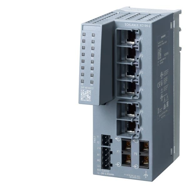 SIEMENS - SCALANCE XC106-2, unmanaged switch, 6x RJ45, 2x multimode SC