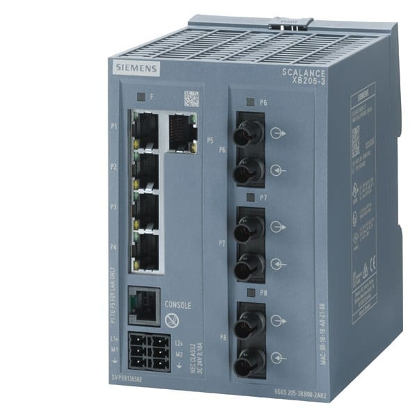 SIEMENS - SCALANCE XB205-3, managed Layer 2 switch, 5xRJ45, 3xmultimode ST/BFOC, DEF: E/IP