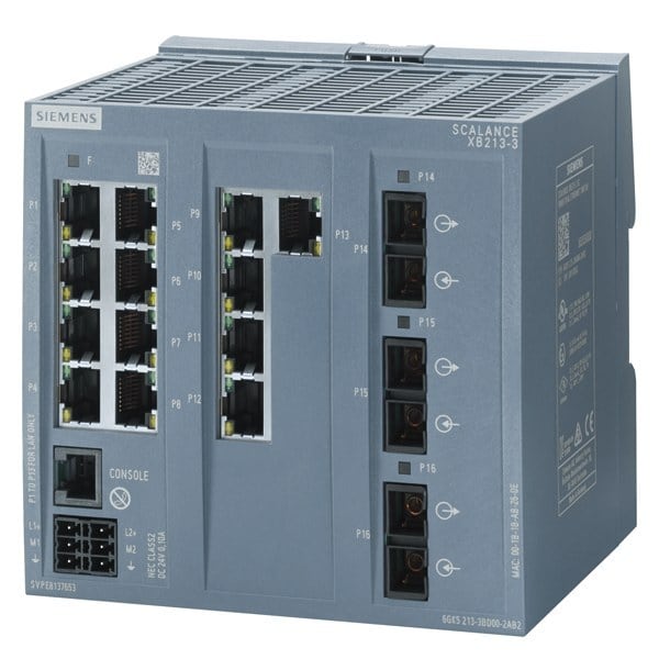 SIEMENS - SCALANCE XB213-3, managed Layer 2 switch, 13x RJ45, 3x multimode SC, DEF: PN IO