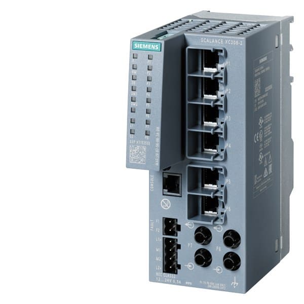 SIEMENS - SCALANCE XC206-2, managed Layer 2 switch, 6x RJ45, 2x multimode ST/BFOC