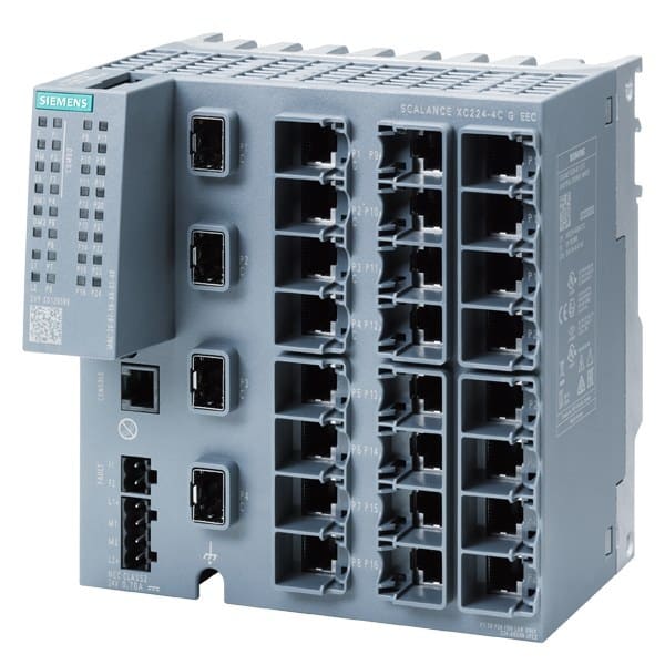 SIEMENS - SCALANCE XC224-4C G EEC, managed L2 Switch, 20x RJ45, 4x Comboport (SFP/RJ45)