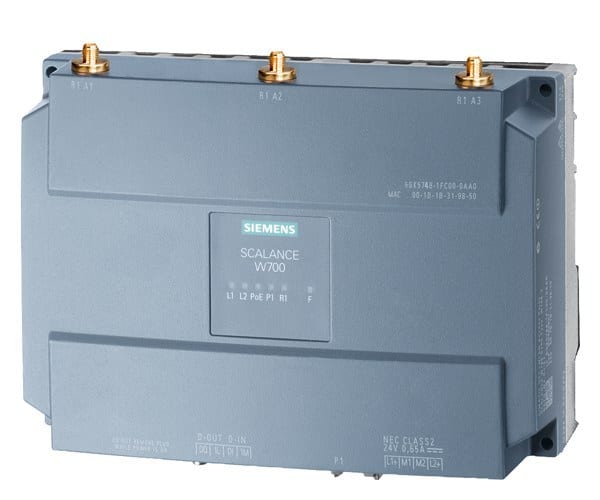 SIEMENS - IWLAN Client/WLAN Bridge, IP30, IEEE 802.11n, 1xRJ45, 3xR-SMA, PLUG-Steckplatz