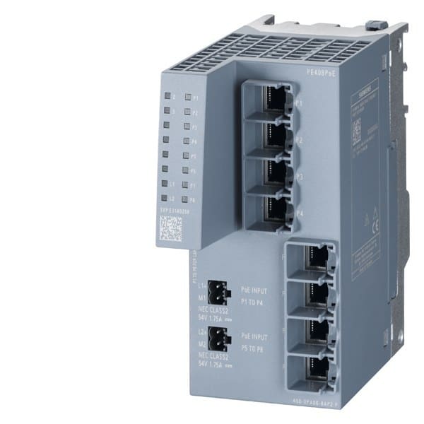 SIEMENS - PE408PoE Port Extender, 8x RJ45 (bis 8x PoE) für Erweiterung von XM-402