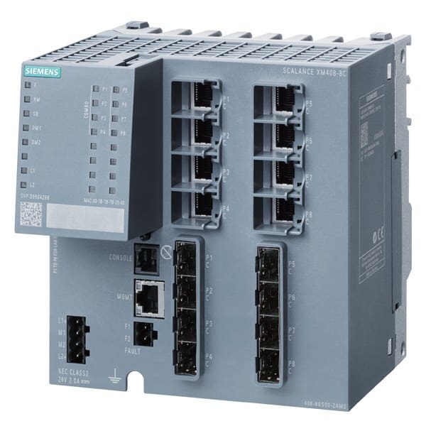SIEMENS - SCALANCE XM408-4C, managed Layer 2 Switch, 8x RJ45, 8x SFP, mit 8 Combo-Ports