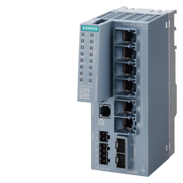 SIEMENS - SCALANCE XC206-2G PoE, managed Layer 2 switch, 6x RJ45 PoE, 2x SFP+