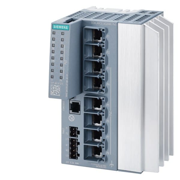 SIEMENS - SCALANCE XC208G PoE (DC 24 V), managed Layer 2 Switch, 6x RJ45 PoE, 2x RJ45