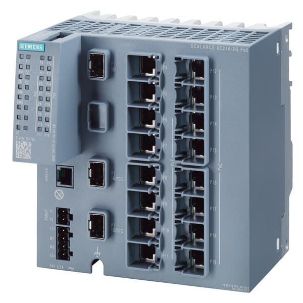 SIEMENS - SCALANCE XC216-3G PoE 54V, managed L2 switch, 14xRJ45PoE, 2xRJ45, 2xSFP+, 1xSFP