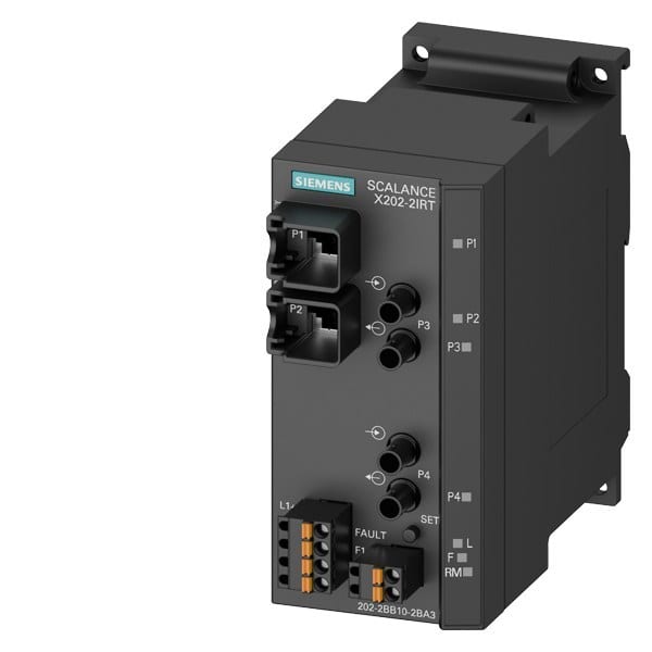 SIEMENS - SCALANCE X202-2IRT, managed Layer 2 switch, 2x RJ45, 2x multimode BFOC