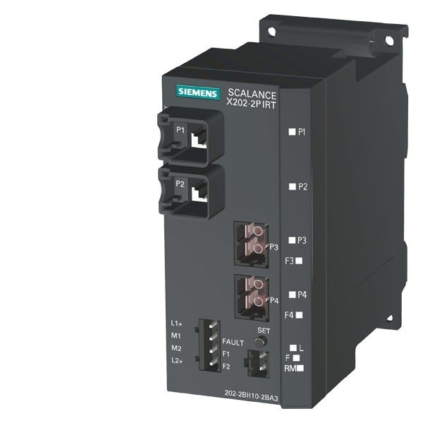 SIEMENS - SCALANCE X202-2P IRT, managed Layer 2 switch, 2x RJ45, 2x POF SC RJ