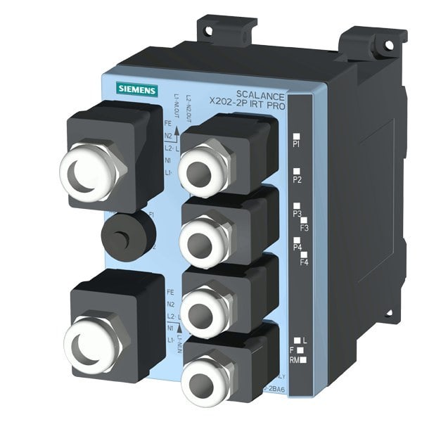 SIEMENS - SCALANCE X202-2P IRT PRO, managed Layer 2 Switch, 2x RJ45, 2x SCRJ, Push Pull