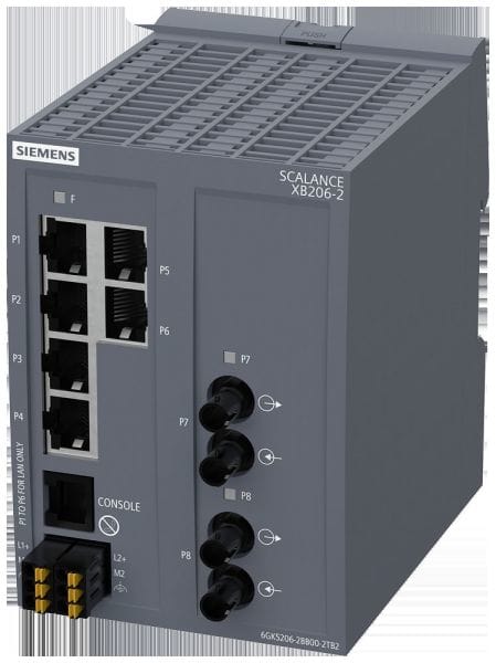 SIEMENS - SCALANCE XB206-2, managed Layer2 Switch, 6xRJ45, 2xMultimode ST/BFOC, DEF: PN IO