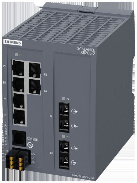 SIEMENS - SCALANCE XB206-3, managed Layer 2 Switch, 6x RJ45, 3x Multimode SC, DEF: PN IO