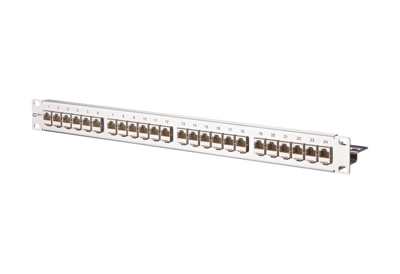 METZ CONNECT - E-DATmodul Patchpanel 19'' Kat.6A 24xRJ45 1HE Edelstahl
