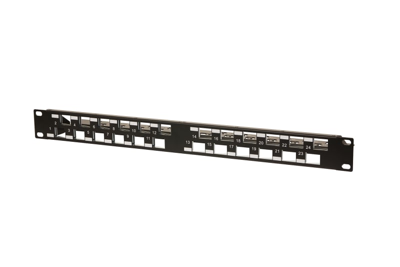 METZ CONNECT - Patchpanel 19'' 24Port 1HE leer schwarz gewinkelt Keystone