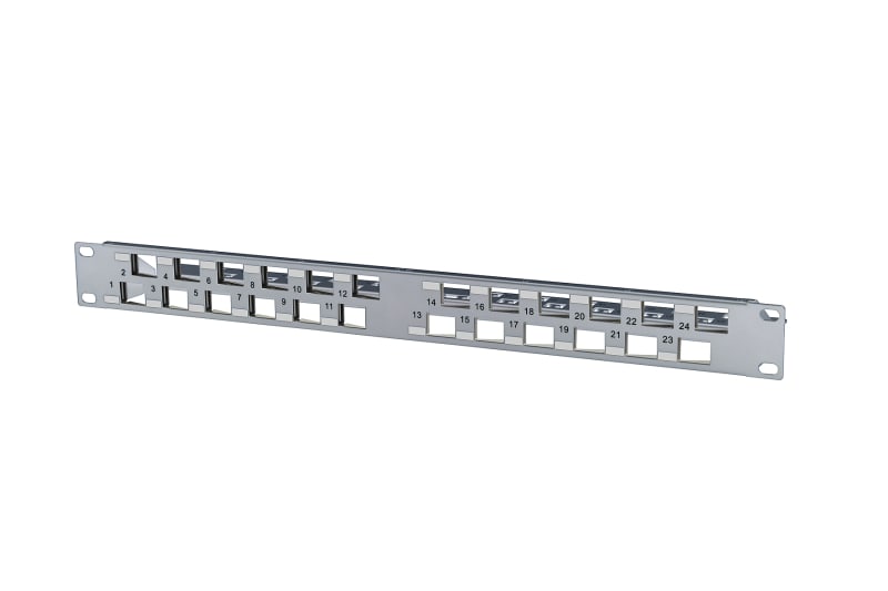 METZ CONNECT - Patchpanel 19'' 24Port 1HE leer grau gewinkelt Keystone