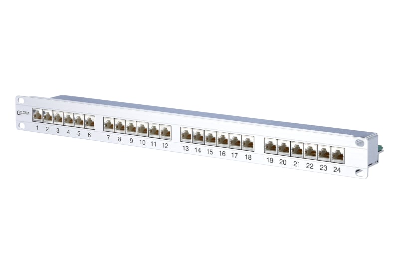METZ CONNECT - E-DAT C6A Patchpanel 19'' Kat.6A 24xRJ45 1HE LSA+ Alu silber