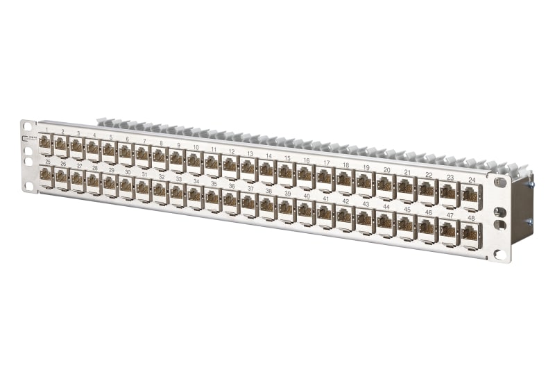 METZ CONNECT - E-DATmodul 48x8(8) 1,5 HE Patchfeld Cat.6A Edelstahl