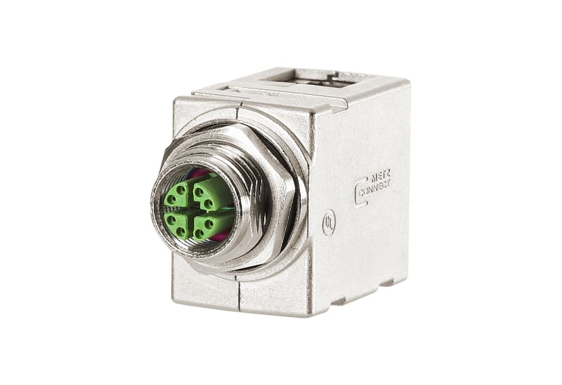METZ CONNECT - Schrankdurchführung M12 RJ45gewinkelt,X-kodiert