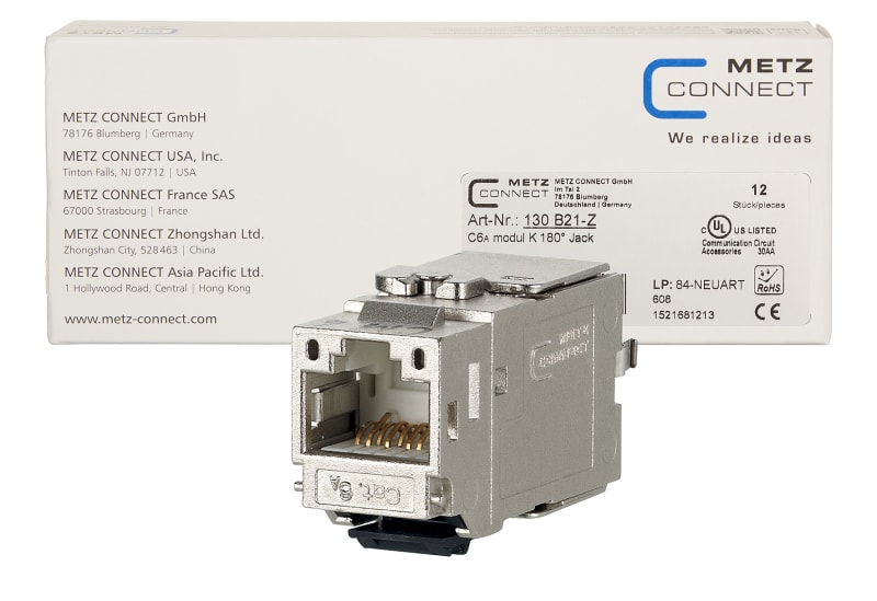 METZ CONNECT - C6Amodul Kat.6A 1xRJ45 Modul 180° Bauform Keystone