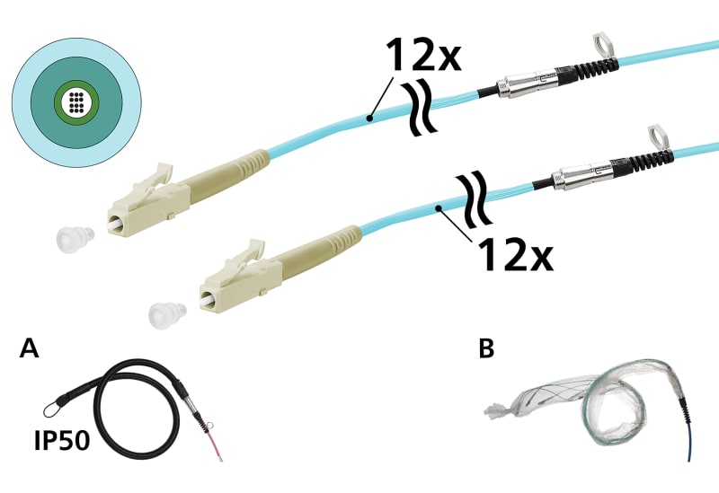 METZ CONNECT - LWL Kabel vorkonfektioniert 12G50/125 OM3 LC/LC 50m