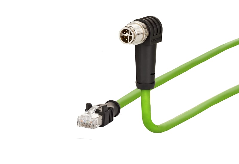 METZ CONNECT - Verbindungsleitung M12,X-kod,30m,Cat.7,RJ45 Stecker ger./M12 Stecker gew,315°,8p
