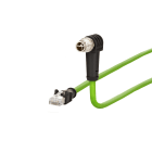 METZ CONNECT - Verbindungsleitung M12,X-kod,30m,Cat.7,RJ45 Stecker ger./M12 Stecker gew,315°,8p