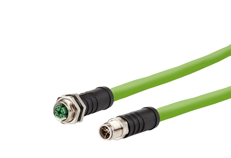 METZ CONNECT - Verbindungsleitung M12,X-kod,5m,Cat.6,M12 Buchse ger./M12 Stecker ger.,8p