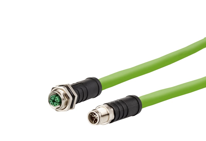 METZ CONNECT - Verbindungsleitung M12,X-kod,10m,Cat.7,M12 Buchse ger./M12 Stecker ger.,8p