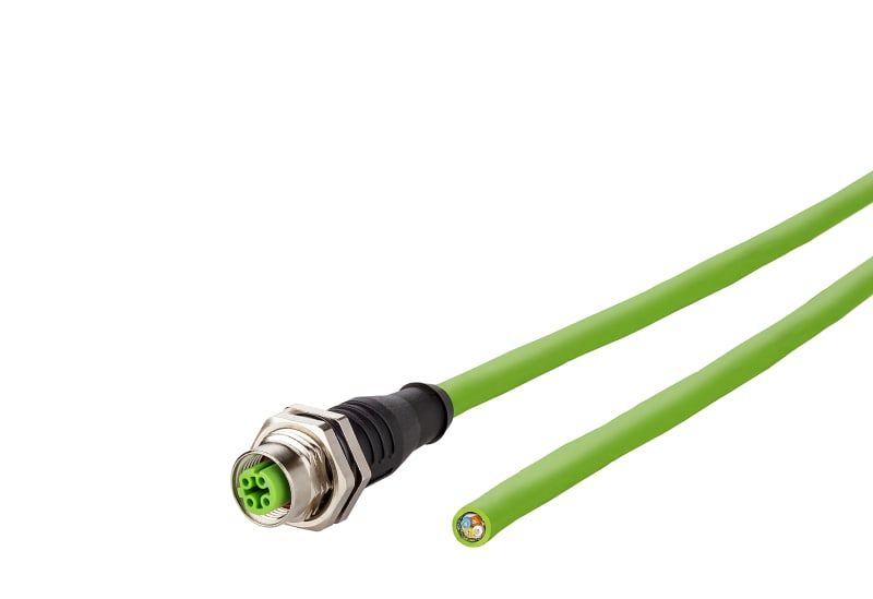 METZ CONNECT - M12 Patchkabel D-kodiert 1m M12 Buchse ger - freies Leitungsende Schleppkette PUR