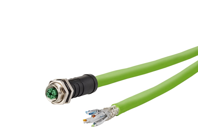 METZ CONNECT - M12 Patchkabel X-kodiert 1m M12 Buchse gerade - freies Leitungsende Torsion PUR