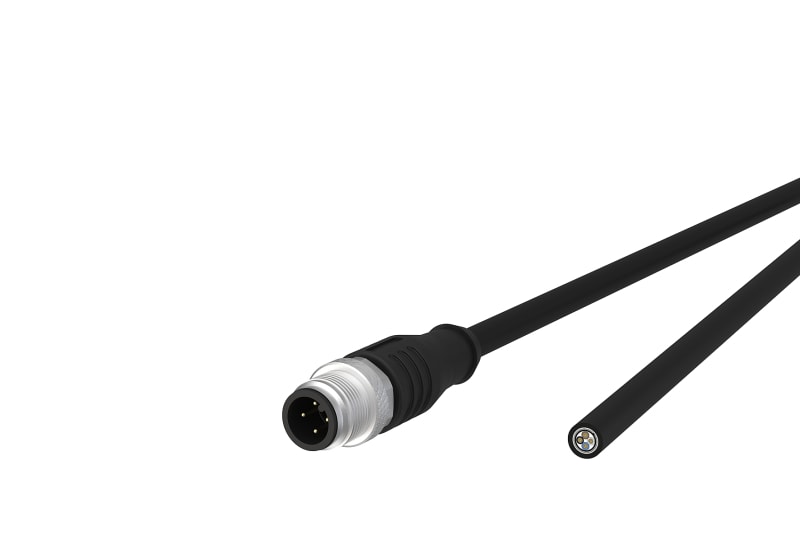 METZ CONNECT - M12 Sensorleitung A-kodiert 1m M12 Stecker ger - freies Leitungsende STP 4-pol. PUR-C