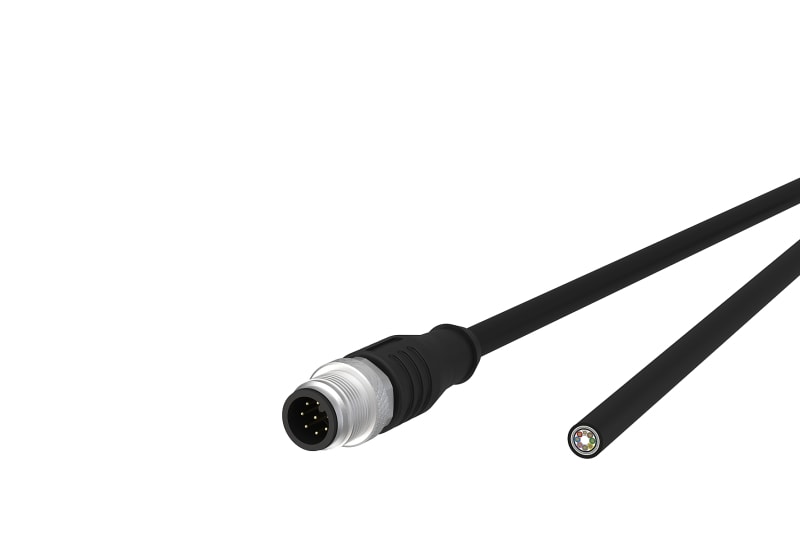METZ CONNECT - M12 Sensorleitung A-kodiert 1m M12 Stecker ger - freies Leitungsende STP 8-pol. PUR-C