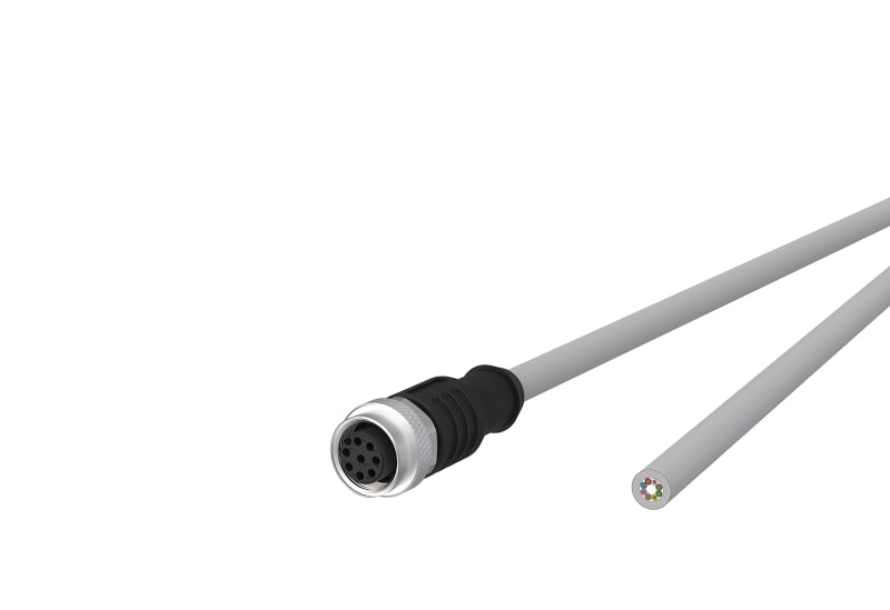 METZ CONNECT - M12 Sensorleitung A-kodiert 1m M12 Buchse ger - freies Leitungsende UTP 8-pol. PVC