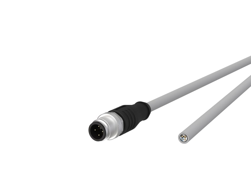 METZ CONNECT - M12 Sensorleitung A-kodiert 1m M12 Stecker ger - freies Leitungsende STP 4-pol. PVC-C
