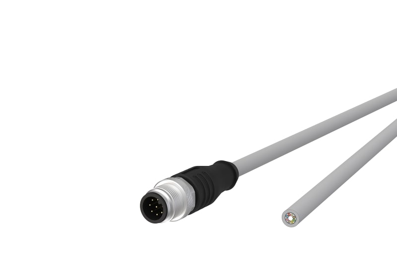 METZ CONNECT - M12 Sensorleitung A-kodiert 1m M12 Stecker ger - freies Leitungsende STP 8-pol. PVC-C