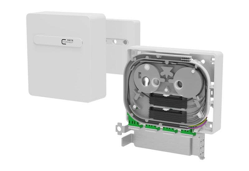 METZ CONNECT - OpDAT APL Anschlussbox splice 4xLC-D APC OS2 8 Pigtails