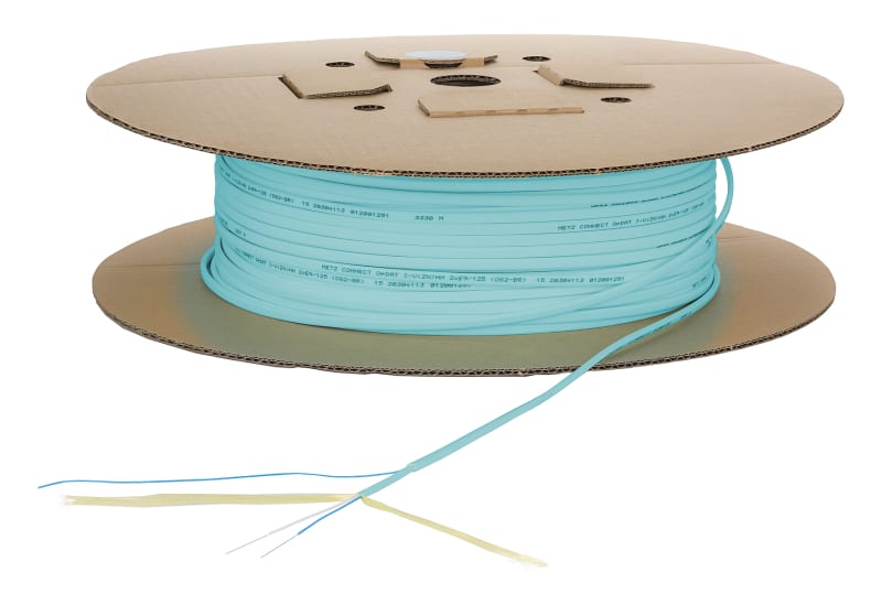 METZ CONNECT - OpDAT Verbindungskabel I-V(ZN)HH 2x1 OM3 50m ohne Stecker aqua