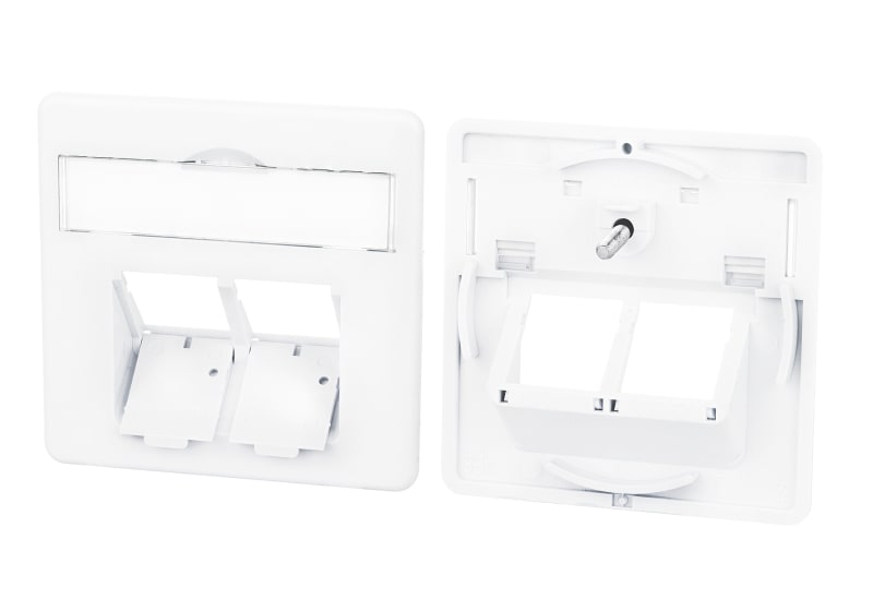 METZ CONNECT - Zentralplatte 50x50mm 2 Port verkehrsweiss RAL9016 E-DAT C6