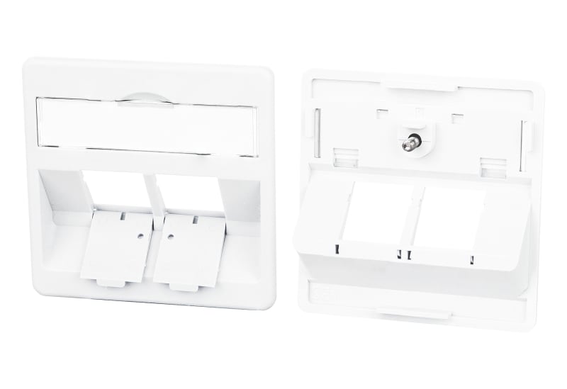 METZ CONNECT - Zentralplatte 50x50mm 2 Port verkehrsweiss RAL9016 Modul
