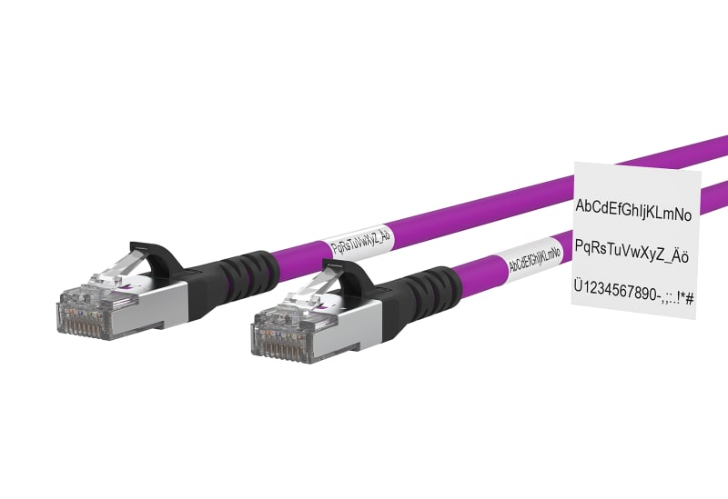 METZ CONNECT - Patchkabel Cat.6A AWG 26 1,0 m lila-schwarz mit Wickeletikett