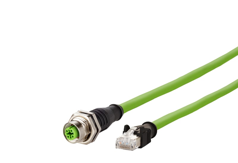 METZ CONNECT - M12 Industrial Ethernet Leitung, D-kodiert, 1,0 m, M12 Buchse gerade - RJ45 Stecker gerade, Schleppkette, PUR
