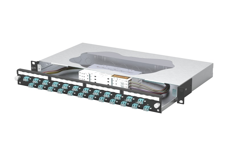 METZ CONNECT - OpDAT slide2 Patchfeld splice 24xLC-D OM3 schwarz