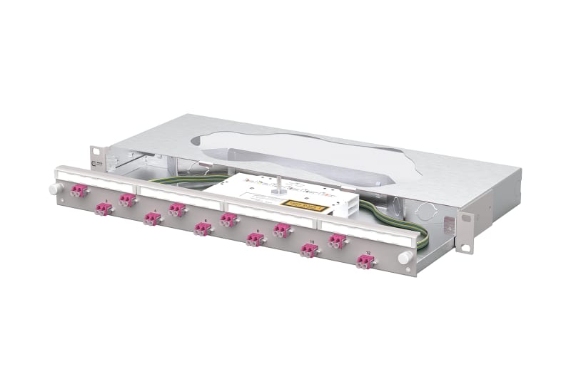 METZ CONNECT - OpDAT slide2 K Patchfeld splice 12xLC-D OM4 grau