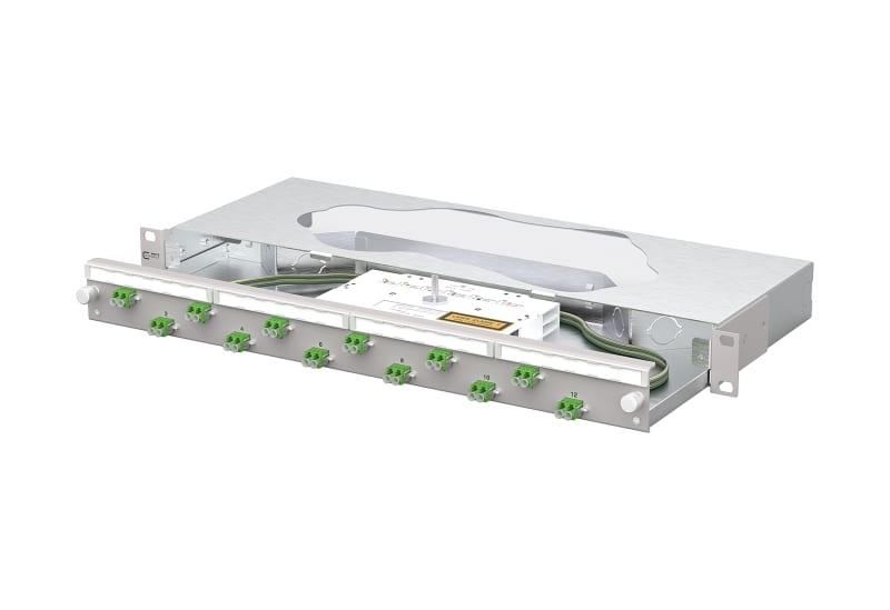 METZ CONNECT - OpDAT slide2 K Patchfeld splice 12xLC-D APC OS2 grau