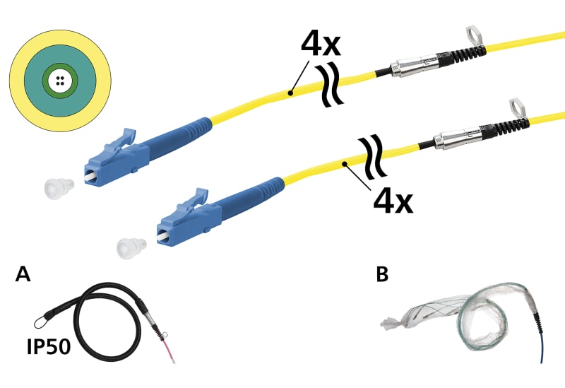 METZ CONNECT - OpDAT VIK Universalkabel 4xOS2, LC-LC, 40 m, einseitige Einziehhilfe IP50, Klasse Cca
