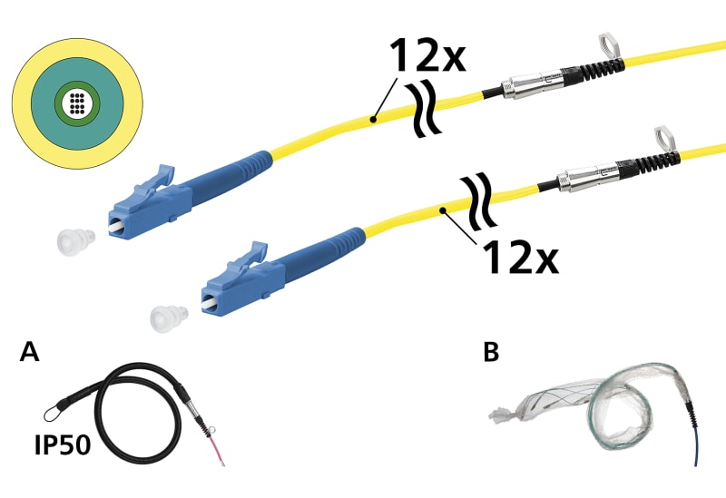METZ CONNECT - OpDAT VIK Universalkabel 12xOS2, LC-LC, 75 m, einseitige Einziehhilfe IP50, Klasse Cca