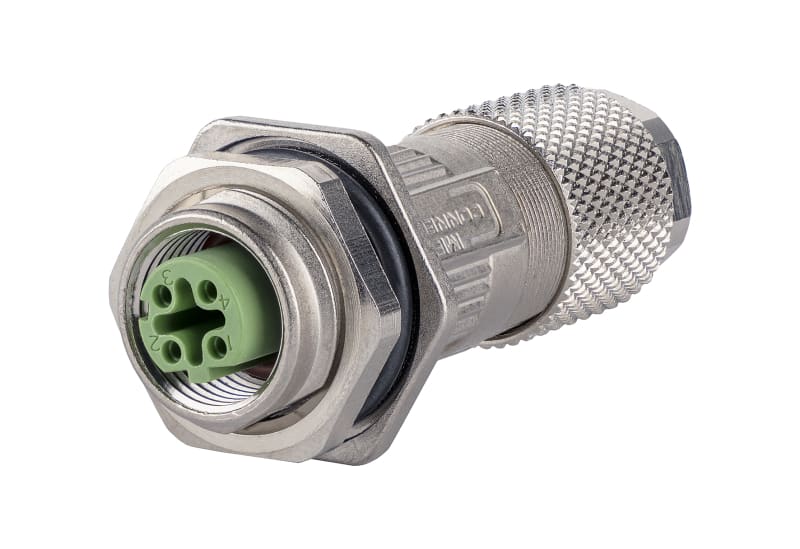 METZ CONNECT - M12 Buchse, D-kodiert, IP67, Cat.5, Ø 4-6 mm, feldkonfektionierbar, mit Flansch